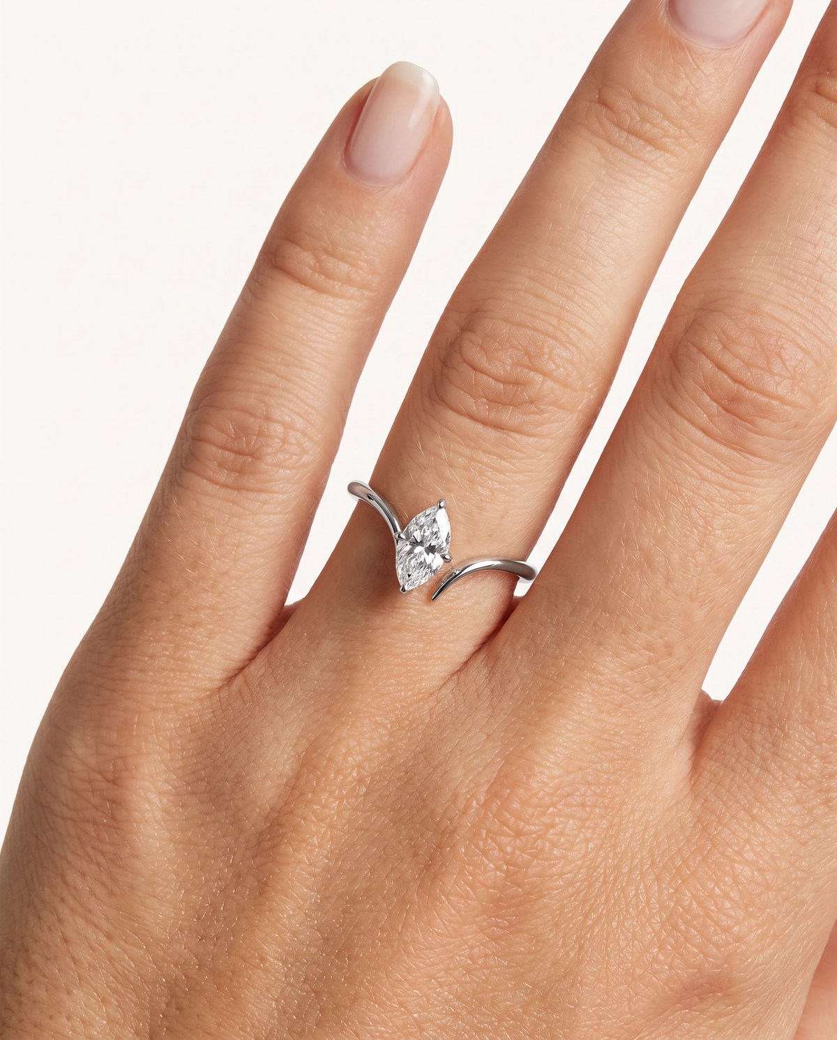 Colette Ring in silver worn on hand
