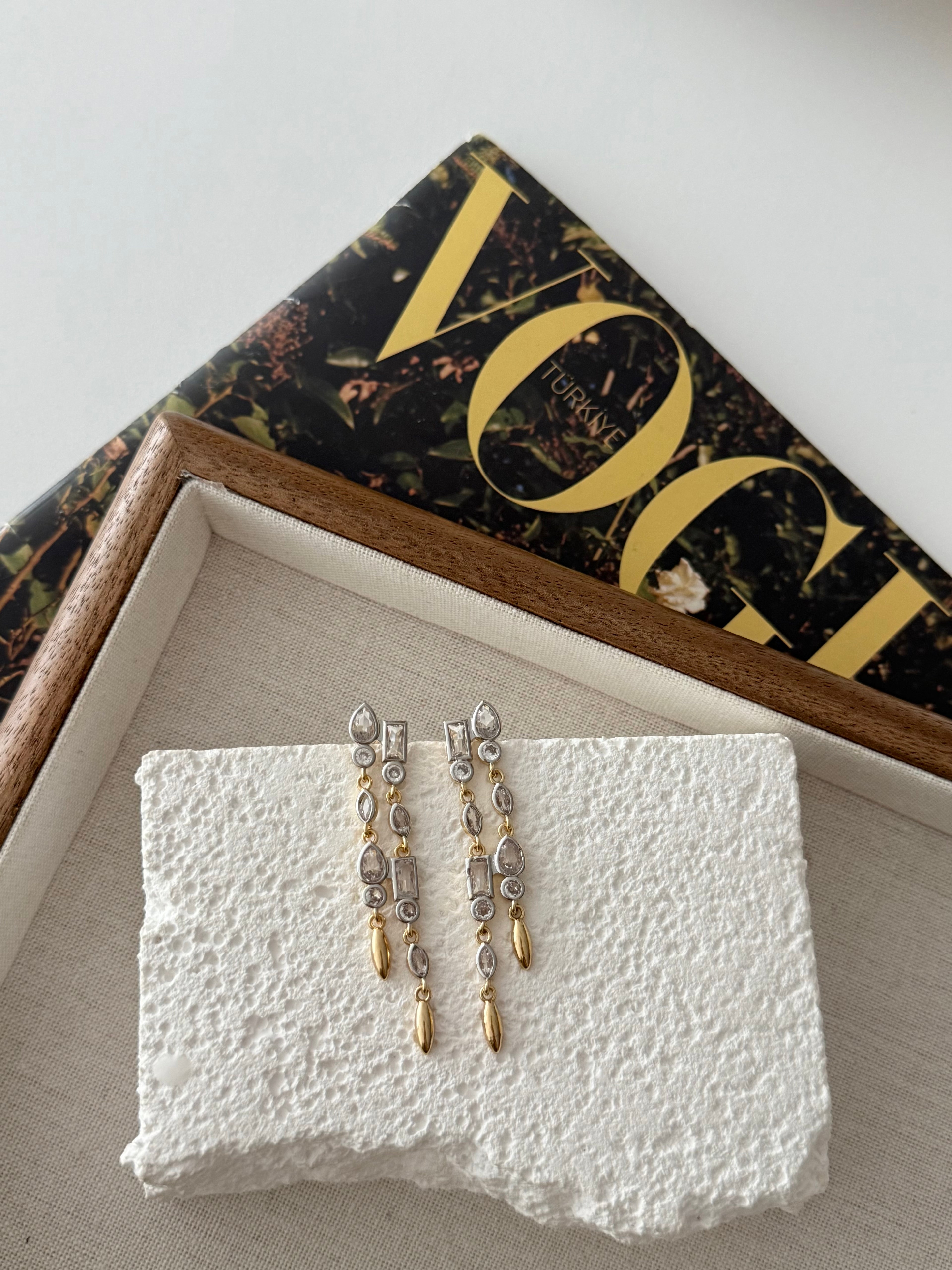 Falling Charms Long Earrings