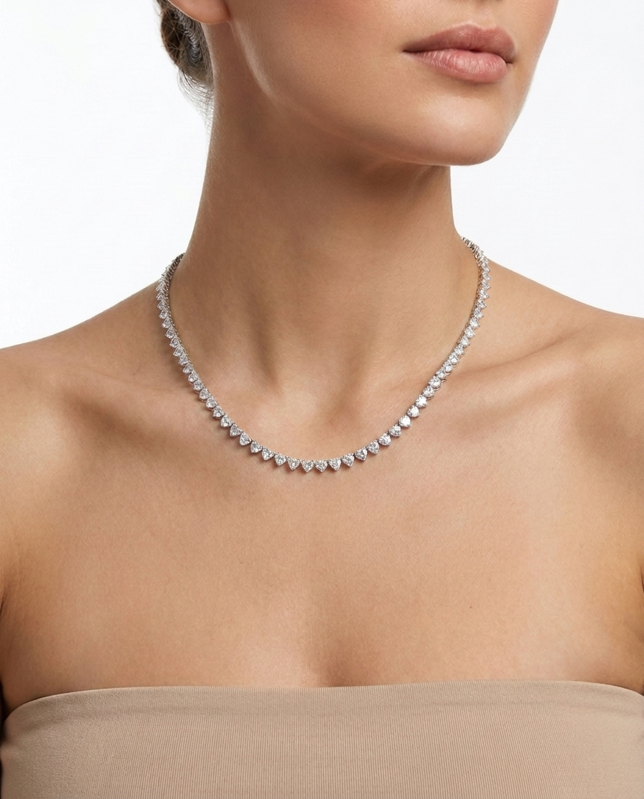 Mini Hearts Tennis Necklace