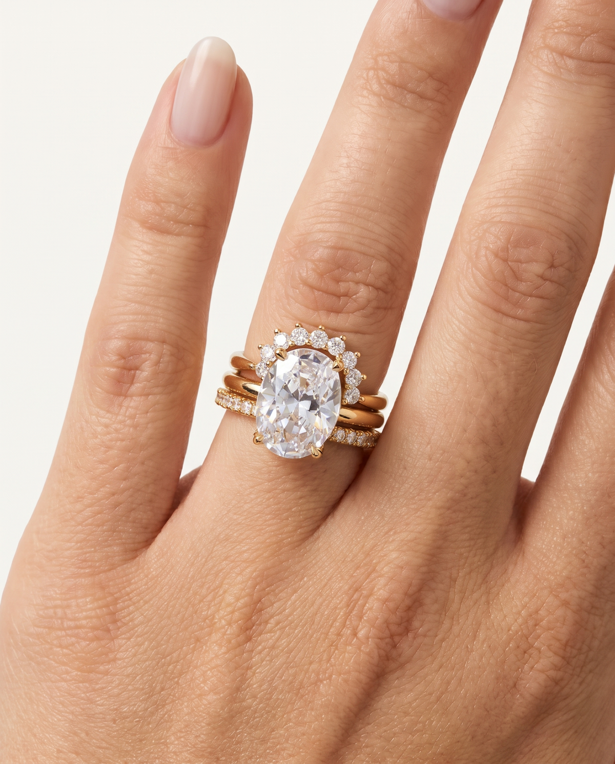Celeste Ring Set - Oval Cut Large worn together