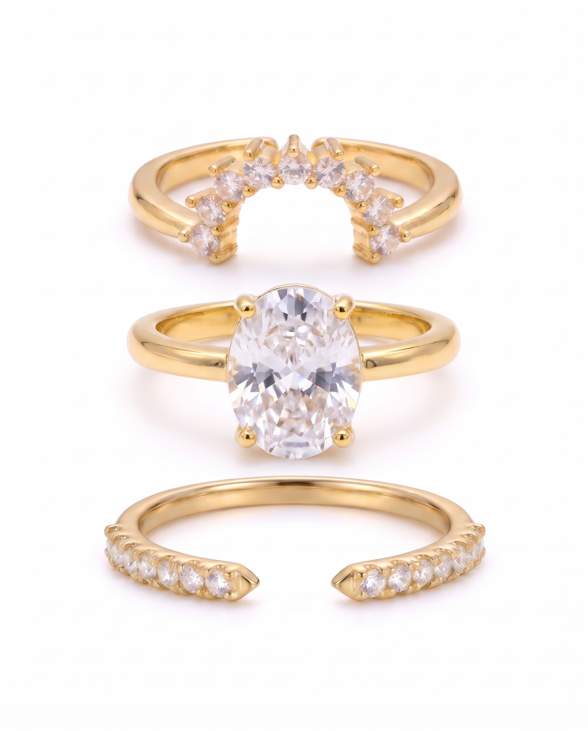 Celeste Ring Set - Oval Cut, three-piece set