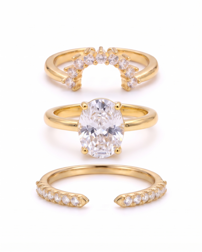 Celeste Ring Set - Oval Cut, three-piece set